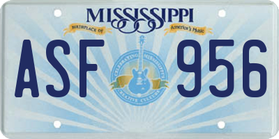 MS license plate ASF956