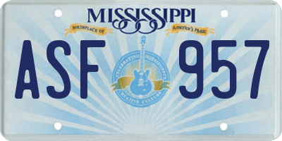 MS license plate ASF957