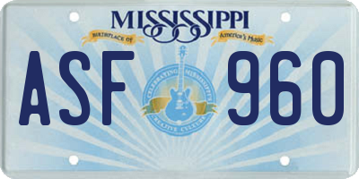 MS license plate ASF960
