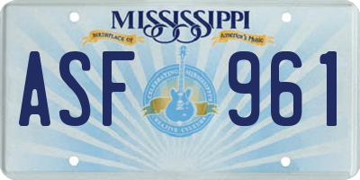 MS license plate ASF961