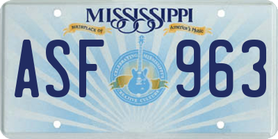 MS license plate ASF963