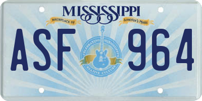 MS license plate ASF964