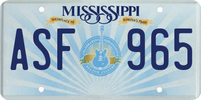 MS license plate ASF965
