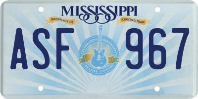 MS license plate ASF967