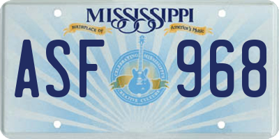 MS license plate ASF968