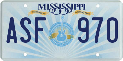 MS license plate ASF970