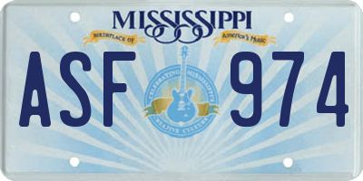 MS license plate ASF974