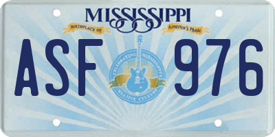 MS license plate ASF976