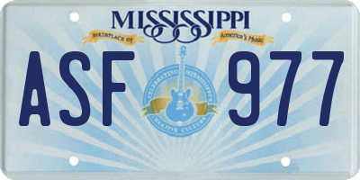 MS license plate ASF977