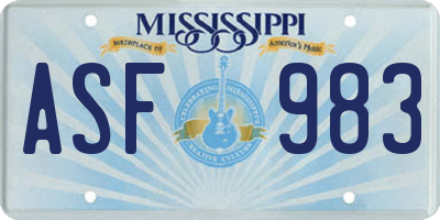MS license plate ASF983