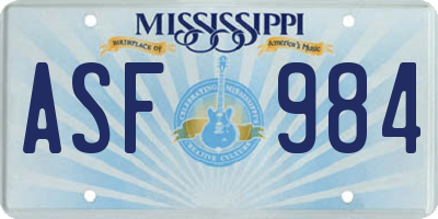 MS license plate ASF984
