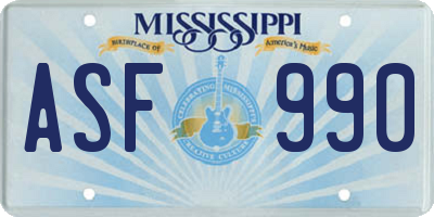 MS license plate ASF990
