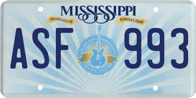 MS license plate ASF993