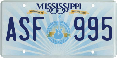 MS license plate ASF995
