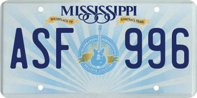 MS license plate ASF996