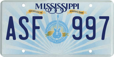 MS license plate ASF997