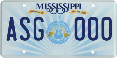 MS license plate ASG000