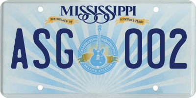 MS license plate ASG002