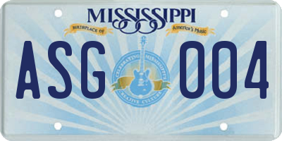MS license plate ASG004