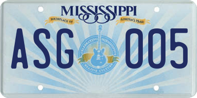 MS license plate ASG005