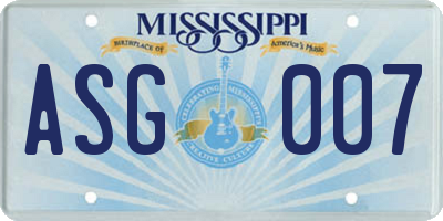 MS license plate ASG007