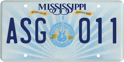 MS license plate ASG011