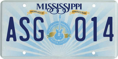 MS license plate ASG014