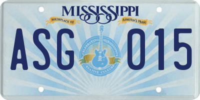 MS license plate ASG015