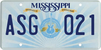 MS license plate ASG021