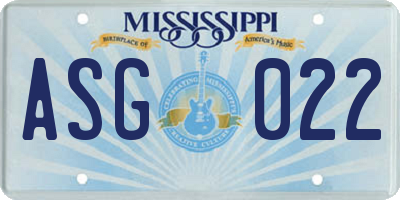 MS license plate ASG022
