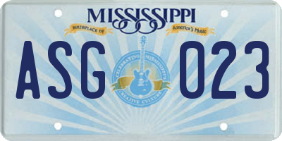 MS license plate ASG023