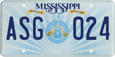 MS license plate ASG024