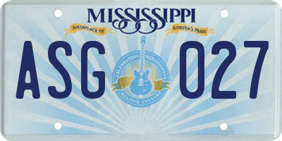 MS license plate ASG027