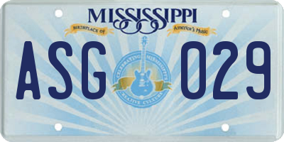 MS license plate ASG029