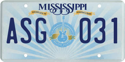 MS license plate ASG031