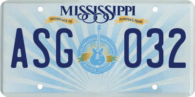 MS license plate ASG032