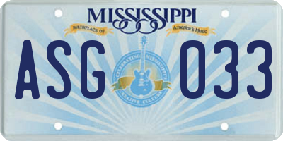 MS license plate ASG033