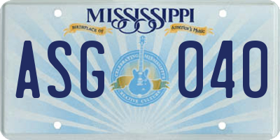 MS license plate ASG040