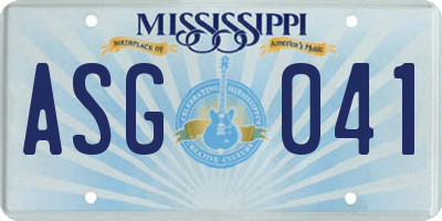 MS license plate ASG041