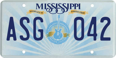 MS license plate ASG042