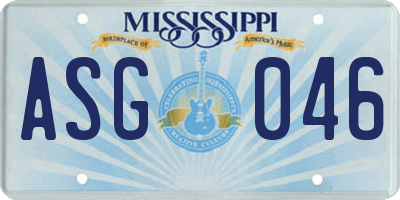 MS license plate ASG046