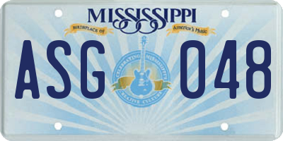 MS license plate ASG048