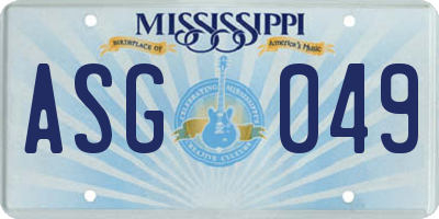 MS license plate ASG049