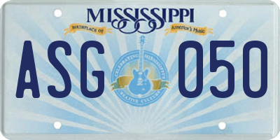 MS license plate ASG050