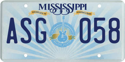 MS license plate ASG058
