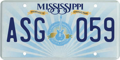MS license plate ASG059