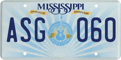 MS license plate ASG060