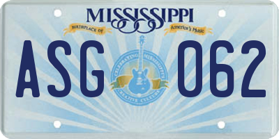 MS license plate ASG062