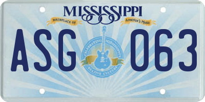MS license plate ASG063