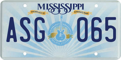 MS license plate ASG065
